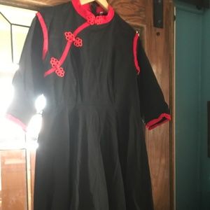 Mandarin-collar Cotton Dress